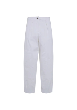 Max Mara pleated logo-patch trousers - White