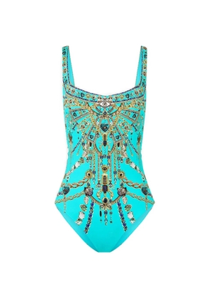 Camilla underwire square-neck swimsuit - Blue