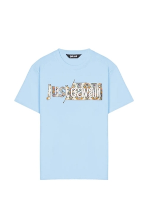 Just Cavalli floral-logo T-shirt - Blue