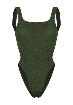 Hunza G square-neck crinkle-effect swimsuit - Green