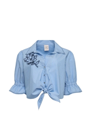 Cinq A Sept Serena floral-embroidered striped shirt - Blue