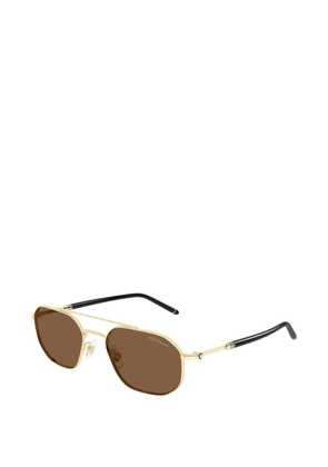 Montblanc geometric-frame double-bridge sunglasses - Gold