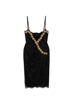Dolce & Gabbana Pre-Owned floral embellishmented slip lace dress - Black