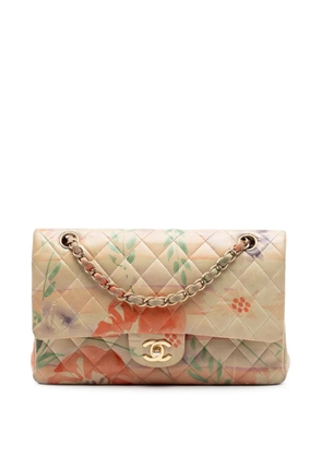 CHANEL Pre-Owned 2009-2010 Medium Classic Lambskin Floral Double Flap shoulder bag - Orange