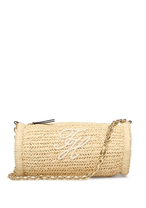 Tommy Hilfiger woven logo-embroidered shoulder bag - Neutrals