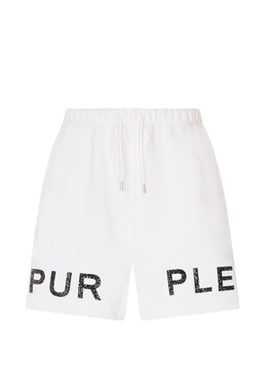 Purple Brand crystal-embellished logo-print shorts - White
