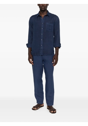 120% Lino drawstring-waist linen trousers - Blue
