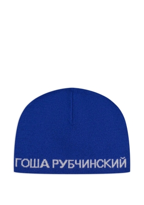 Gosha Rubchinskiy logo-intarsia beanie hat - Blue