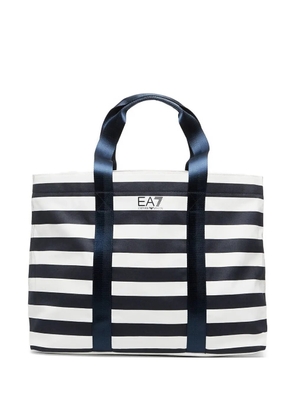 Ea7 Emporio Armani large Train striped tote bag - Blue