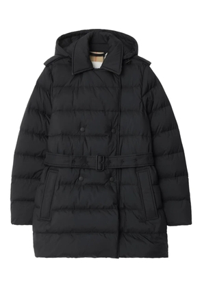 Burberry hooded belted puffer jacket - Black