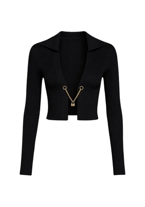 John Richmond ribbed-knit chain-link cardigan - Black