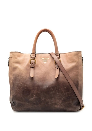 Prada Pre-Owned 2000-2013 Ombre Vitello Daino Side Zip Convertible Tote satchel - Brown