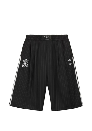 Willy Chavarria x Adidas pinstripe logo-embroidered shorts - Black