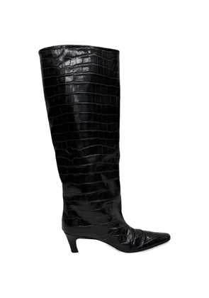 TOTEME croc-embossed knee-high boots - Black