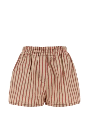 FENDI striped logo-patch shorts - Neutrals