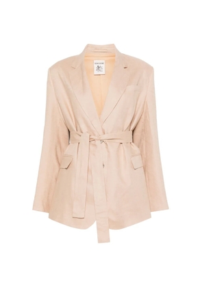 Semicouture belted notch-lapel blazer - Neutrals