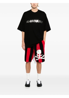 Mastermind World skull-patch striped shorts - Black