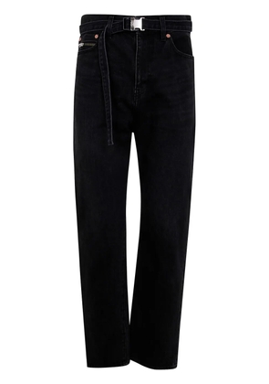 sacai belted straight jeans - Black