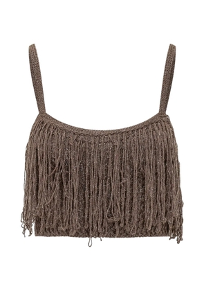 PINKO Paeonia fringe-trimmed top - Brown