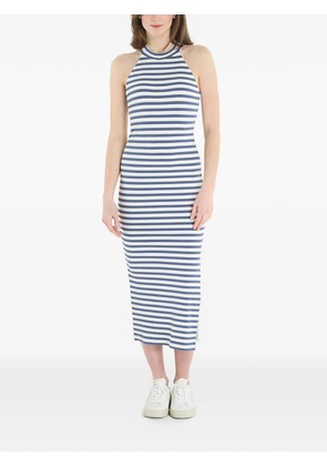 Ea7 Emporio Armani striped ribbed-knit midi dress - Blue