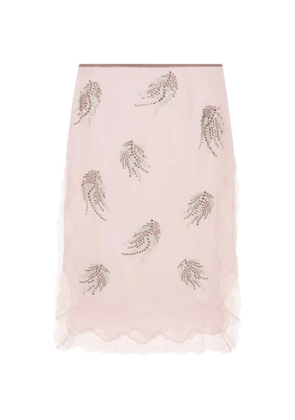 16Arlington Liri crystal-embellished lace-trim midi skirt - Pink