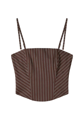 Patrizia Pepe striped corset-style cotton top - Brown