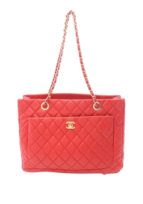 CHANEL Pre-Owned 2013-2014 CC Quilted Lambskin Turnlock tote bag - Red