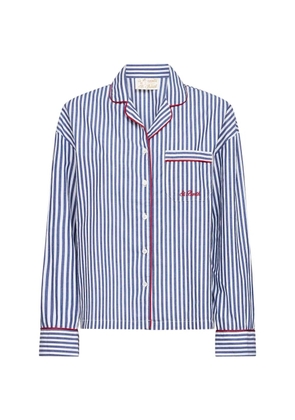 MC2 Saint Barth striped-pattern piping-detailing shirt - Blue