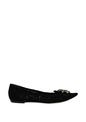 Dolce & Gabbana Pre-Owned Lace crystal-embellished ballet flats - Black