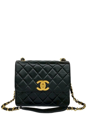 CHANEL Pre-Owned 1994-1996 Square XL Quilted Lambskin Single Flap crossbody bag - Black
