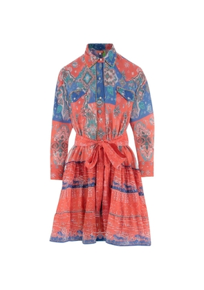 PEP'S geometric-print ruffled dress - Orange
