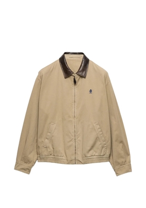 Prada cotton jacket with leather details - Neutrals
