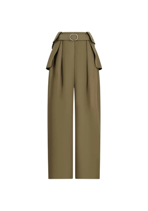 LOEWE belted pleated cargo-pants - Green