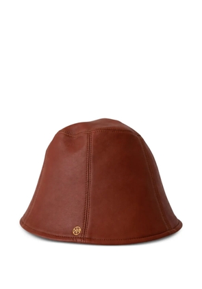 MAISON KRASNOVA logo-plaque leather bucket hat - Brown