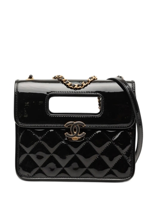 CHANEL Pre-Owned 2021-2026 Mini Quilted Patent Graphic Catch Flap satchel - Black