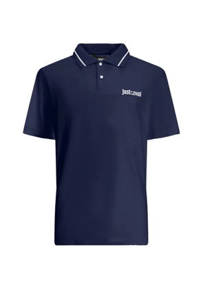 Just Cavalli logo-print tipped polo shirt - Blue