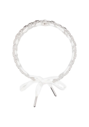 SHUSHU/TONG x Yvmin bow-detail lace-trim necklace - Silver