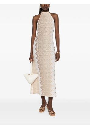 MC2 Saint Barth chevron-knit halterneck dress - Neutrals