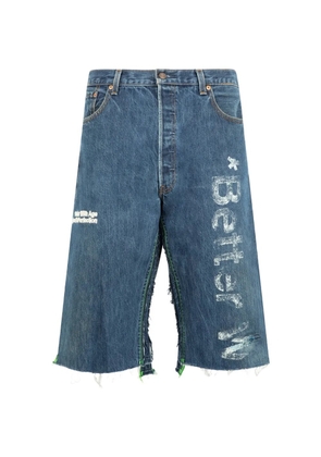 Better with Age Clementine logo-print denim shorts - Blue