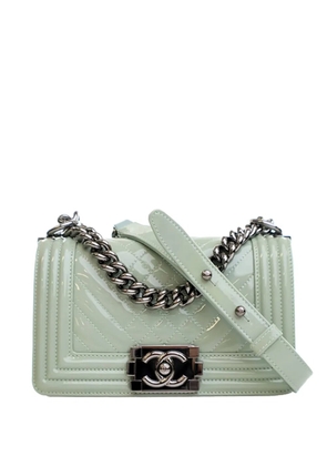 CHANEL Pre-Owned 2014 Small Quilted Patent Boy Flap crossbody bag - Green