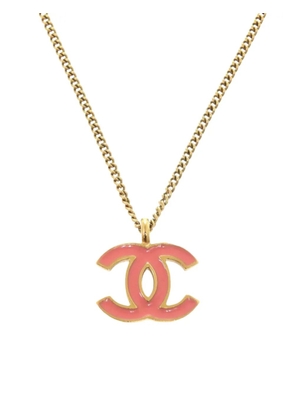 CHANEL Pre-Owned 2001 CC Gold Plated Enamel Pendant Necklace costume necklace