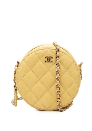 CHANEL Pre-Owned 2019 CC Quilted Caviar Round Clutch With Chain crossbody bag - Yellow