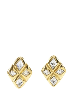 CHANEL Pre-Owned 1970-1980 Gold Plated Strass Diamond Shape Clip On Earrings costume earrings