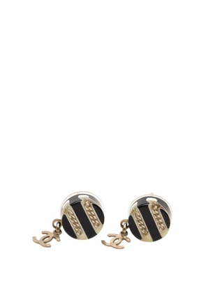 CHANEL Pre-Owned 2006 Brass Resin CC Drop Round Push Back Earrings costume earrings - Black