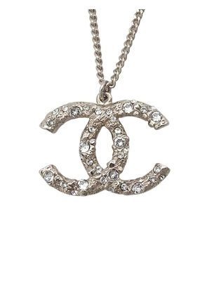 CHANEL Pre-Owned 2015 CC Brass and Strass Pendant Necklace costume necklace - Silver