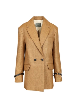 Durazzi Milano double-breasted raffia-effect coat - Neutrals