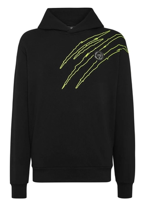 Plein Sport logo-print cotton-blend hoodie - Black