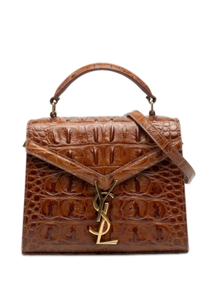 Saint Laurent Pre-Owned 2010-2026 Mini Croc Embossed Calfskin Monogram Cassandra Top Handle Bag satchel - Brown