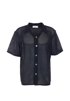 DUNST crochet-knit open-collar shirt - Black