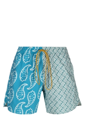 RHUDE graphic-print drawstring swim shorts - Green